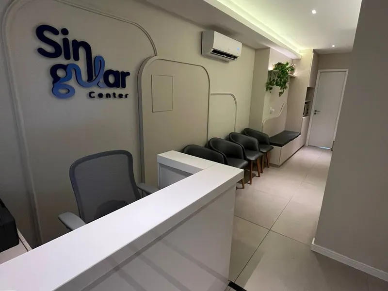 Recepção do Singular Center, no Edifício Eco Medical, em Miramar